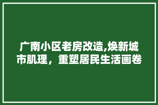 广南小区老房改造,焕新城市肌理，重塑居民生活画卷