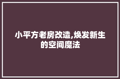 小平方老房改造,焕发新生的空间魔法