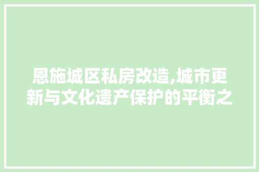 恩施城区私房改造,城市更新与文化遗产保护的平衡之路