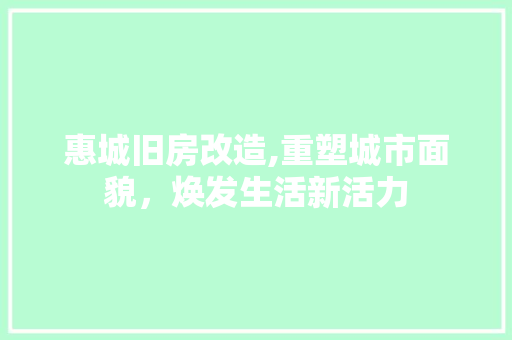 惠城旧房改造,重塑城市面貌，焕发生活新活力