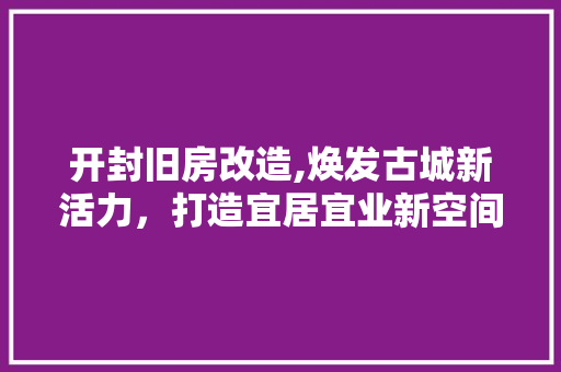 开封旧房改造,焕发古城新活力，打造宜居宜业新空间