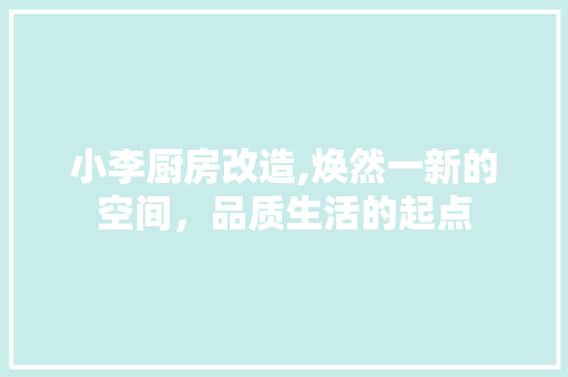 小李厨房改造,焕然一新的空间，品质生活的起点