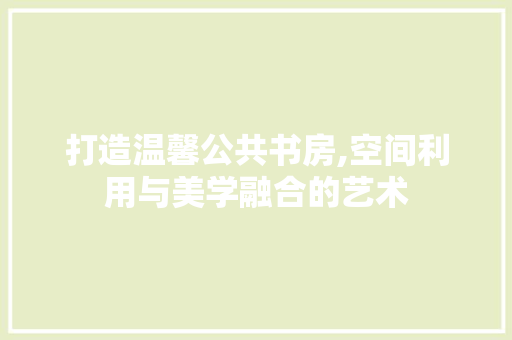 打造温馨公共书房,空间利用与美学融合的艺术