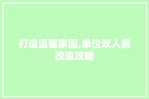 打造温馨家园,单位双人房改造攻略