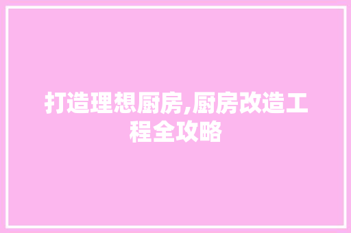 打造理想厨房,厨房改造工程全攻略