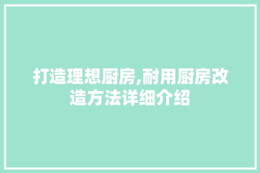 打造理想厨房,耐用厨房改造方法详细介绍