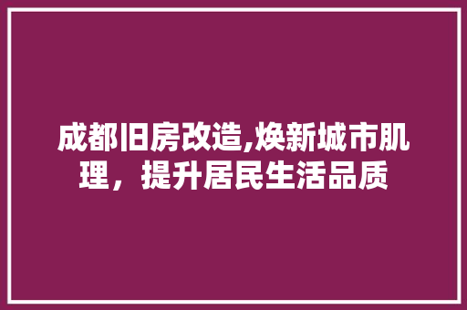 成都旧房改造,焕新城市肌理，提升居民生活品质