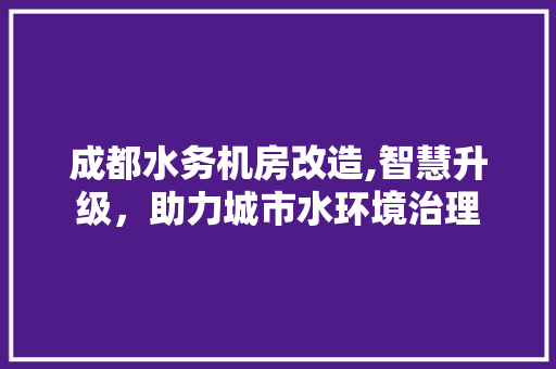 成都水务机房改造,智慧升级，助力城市水环境治理