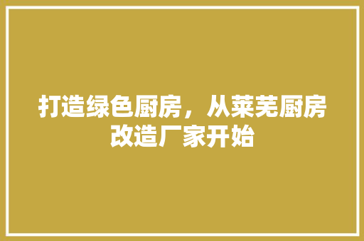打造绿色厨房，从莱芜厨房改造厂家开始