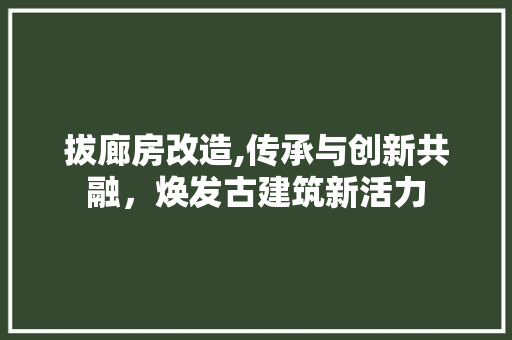 拔廊房改造,传承与创新共融，焕发古建筑新活力