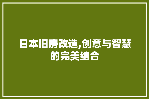 日本旧房改造,创意与智慧的完美结合