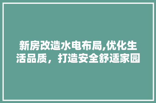 新房改造水电布局,优化生活品质，打造安全舒适家园