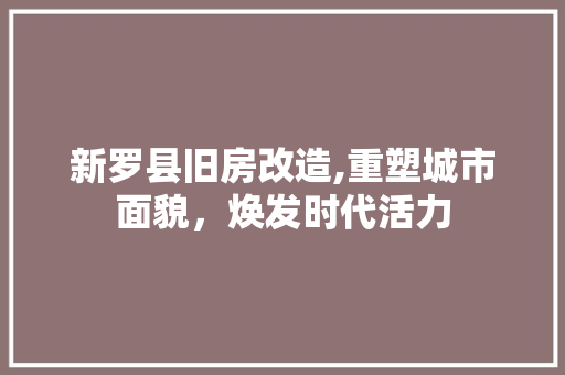 新罗县旧房改造,重塑城市面貌，焕发时代活力