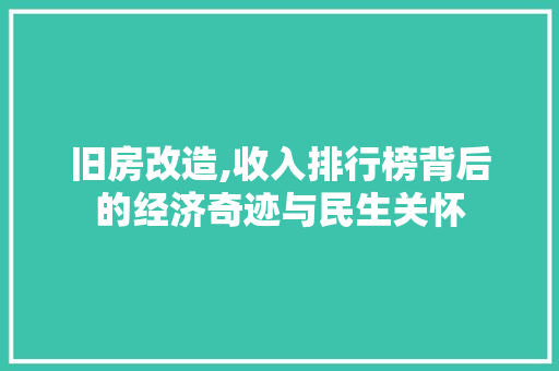 旧房改造,收入排行榜背后的经济奇迹与民生关怀