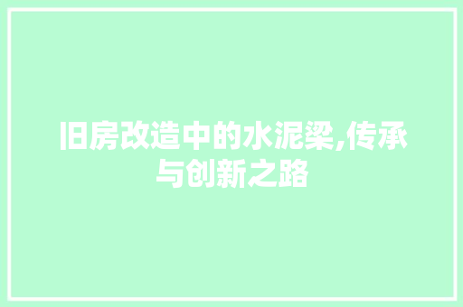 旧房改造中的水泥梁,传承与创新之路