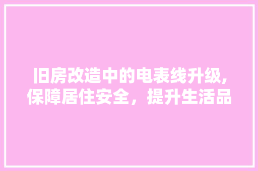 旧房改造中的电表线升级,保障居住安全，提升生活品质