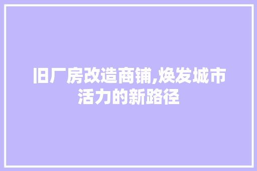 旧厂房改造商铺,焕发城市活力的新路径