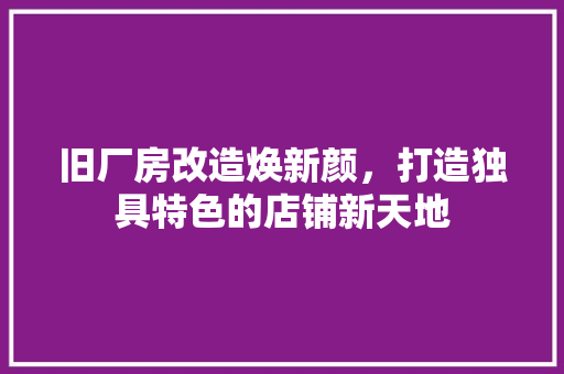 旧厂房改造焕新颜，打造独具特色的店铺新天地