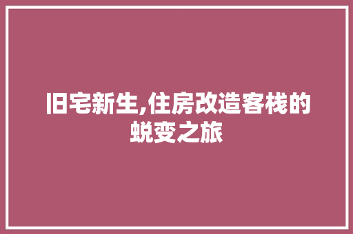 旧宅新生,住房改造客栈的蜕变之旅