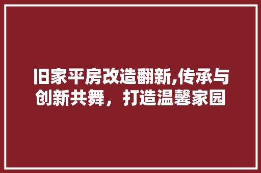 旧家平房改造翻新,传承与创新共舞，打造温馨家园