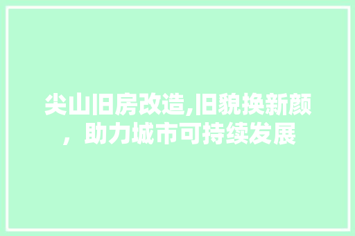尖山旧房改造,旧貌换新颜，助力城市可持续发展