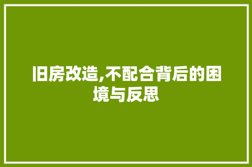 旧房改造,不配合背后的困境与反思