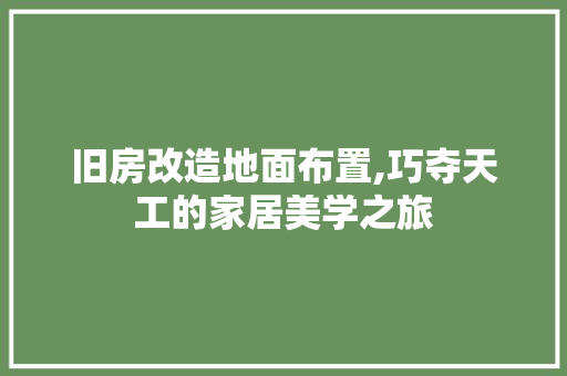旧房改造地面布置,巧夺天工的家居美学之旅