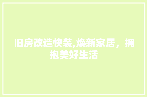 旧房改造快装,焕新家居，拥抱美好生活