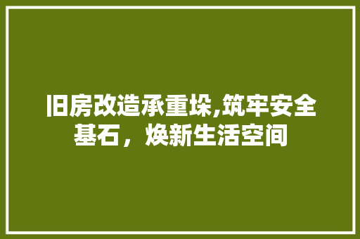 旧房改造承重垛,筑牢安全基石，焕新生活空间