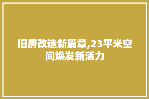 旧房改造新篇章,23平米空间焕发新活力