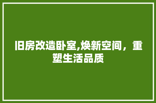 旧房改造卧室,焕新空间，重塑生活品质