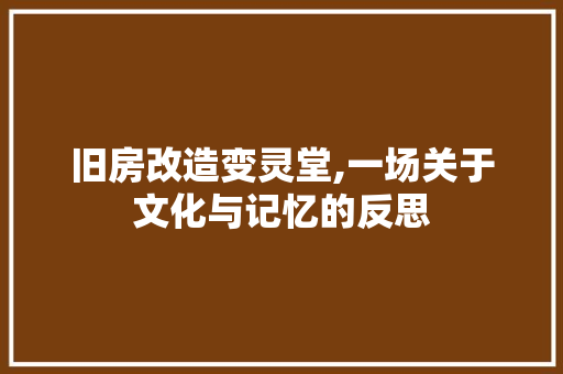 旧房改造变灵堂,一场关于文化与记忆的反思