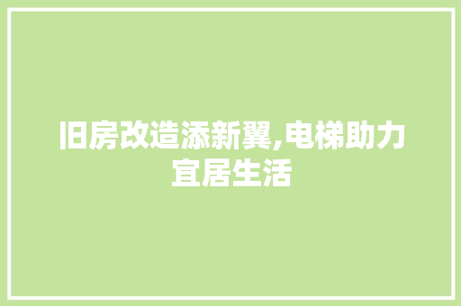 旧房改造添新翼,电梯助力宜居生活