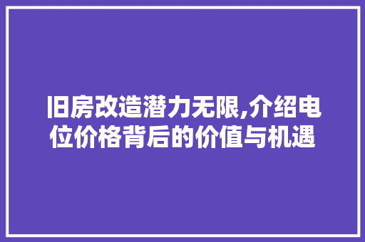 旧房改造潜力无限,介绍电位价格背后的价值与机遇