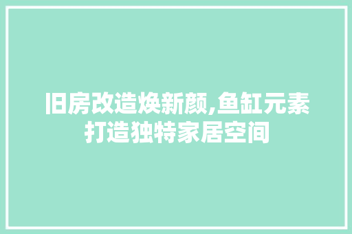 旧房改造焕新颜,鱼缸元素打造独特家居空间