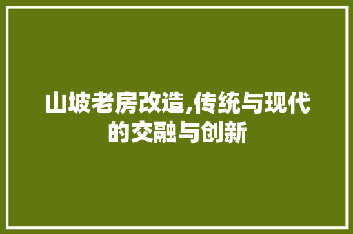 山坡老房改造,传统与现代的交融与创新