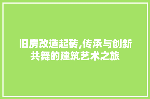 旧房改造起砖,传承与创新共舞的建筑艺术之旅