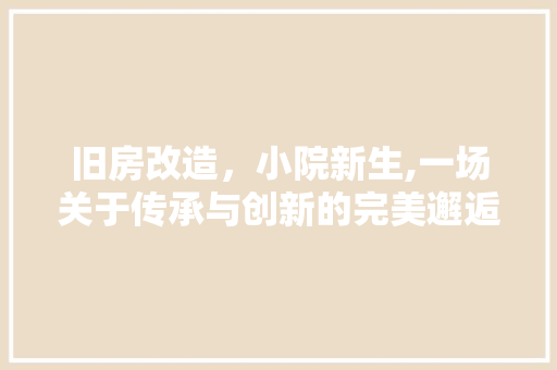 旧房改造，小院新生,一场关于传承与创新的完美邂逅