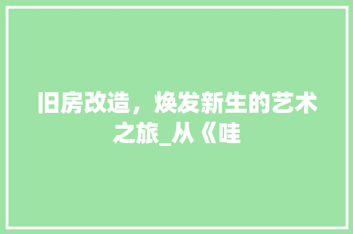 旧房改造，焕发新生的艺术之旅_从《哇