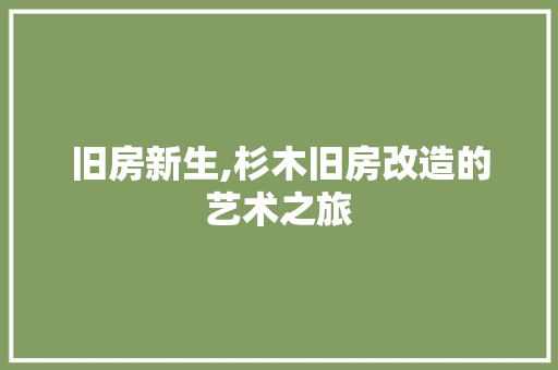 旧房新生,杉木旧房改造的艺术之旅