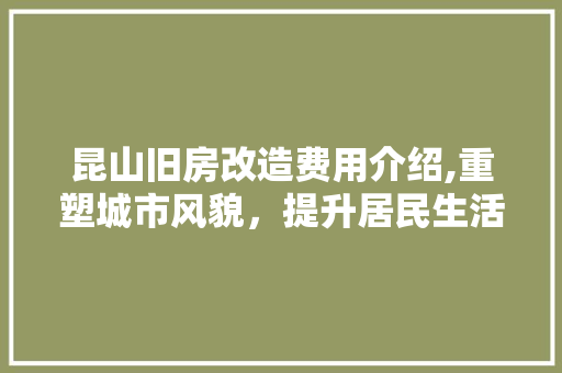 昆山旧房改造费用介绍,重塑城市风貌，提升居民生活品质