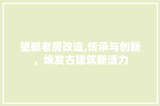 望都老房改造,传承与创新，焕发古建筑新活力