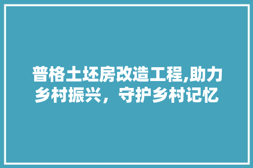 普格土坯房改造工程,助力乡村振兴，守护乡村记忆