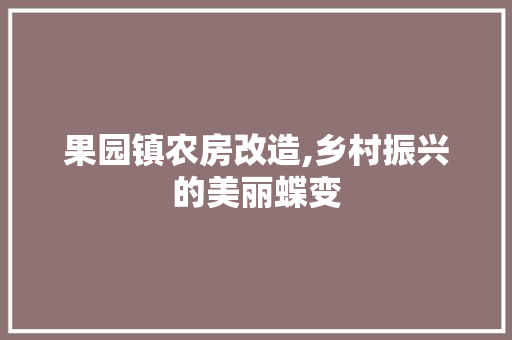 果园镇农房改造,乡村振兴的美丽蝶变