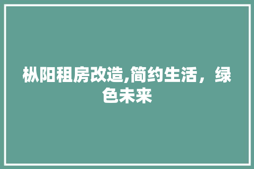 枞阳租房改造,简约生活，绿色未来