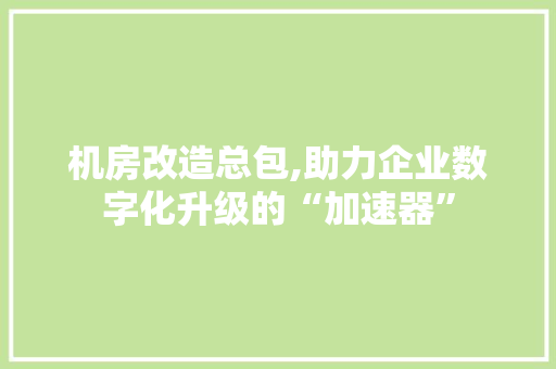 机房改造总包,助力企业数字化升级的“加速器”