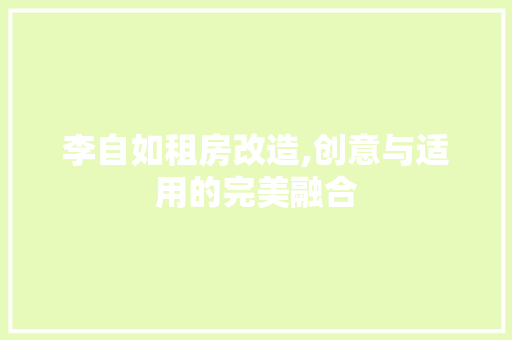 李自如租房改造,创意与适用的完美融合