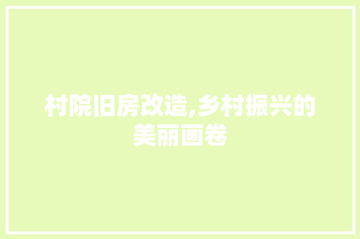 村院旧房改造,乡村振兴的美丽画卷