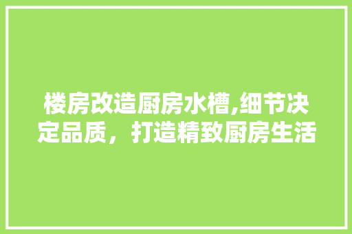 楼房改造厨房水槽,细节决定品质，打造精致厨房生活