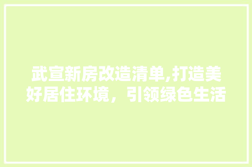 武宣新房改造清单,打造美好居住环境，引领绿色生活新风尚